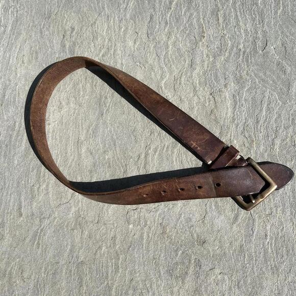 Vintage 90s Brown Patina Leather Belt - Picture 1 of 6